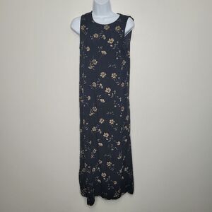 Vintage 90s black dark‎ moody floral maxi whimsigoth dress size 10